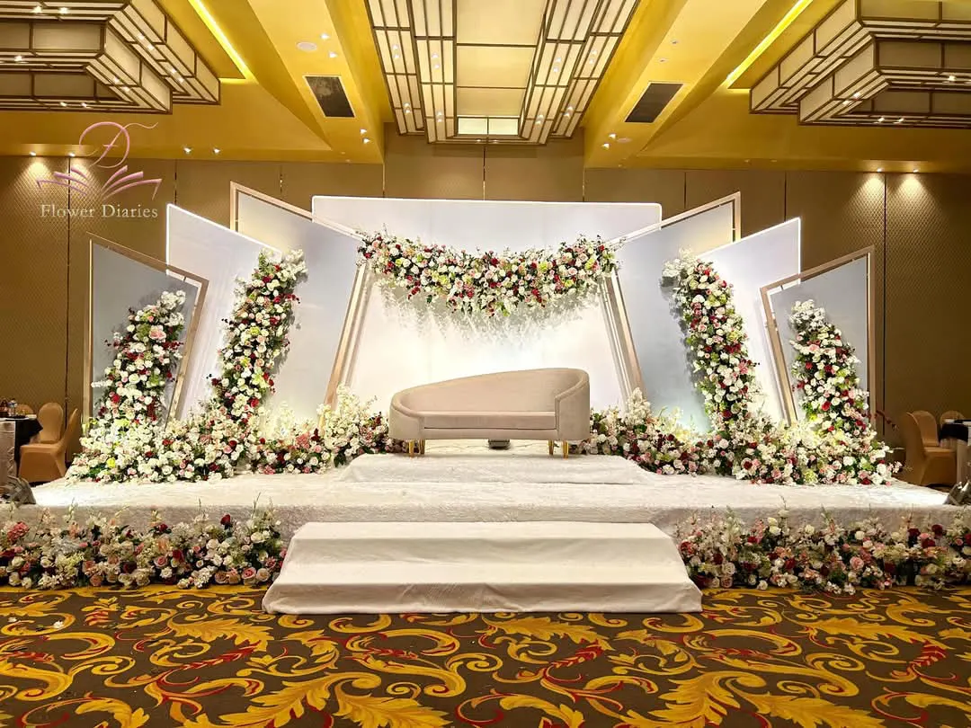 Indoor floral stage setup